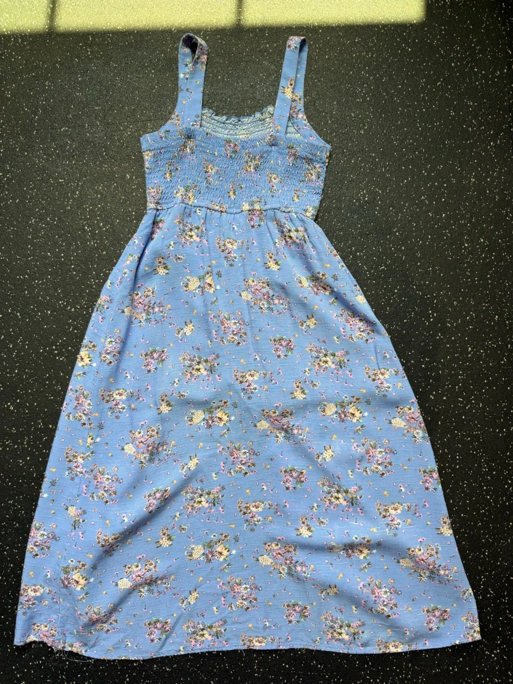 art class Blue Floral Smocked High-Low Romper